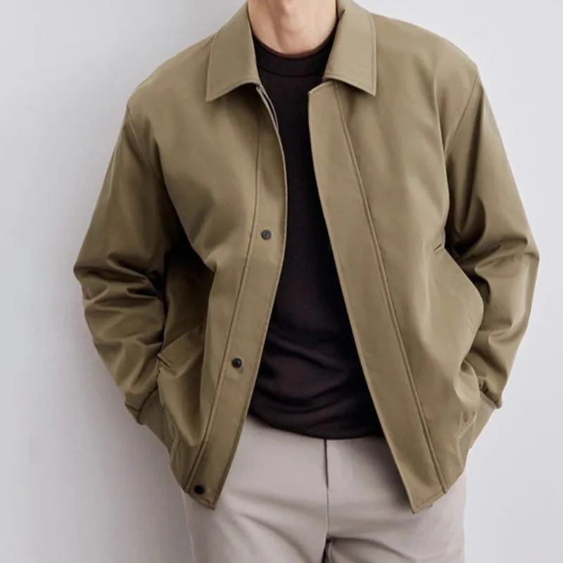 سترة هاراجوكو الرجالية ذات طية صدر السترة لربيع وخريف موضة جديدة لون نقي معطف غير رسمي للأعمال ملابس خروج عصرية ملابس خارجية تصميم