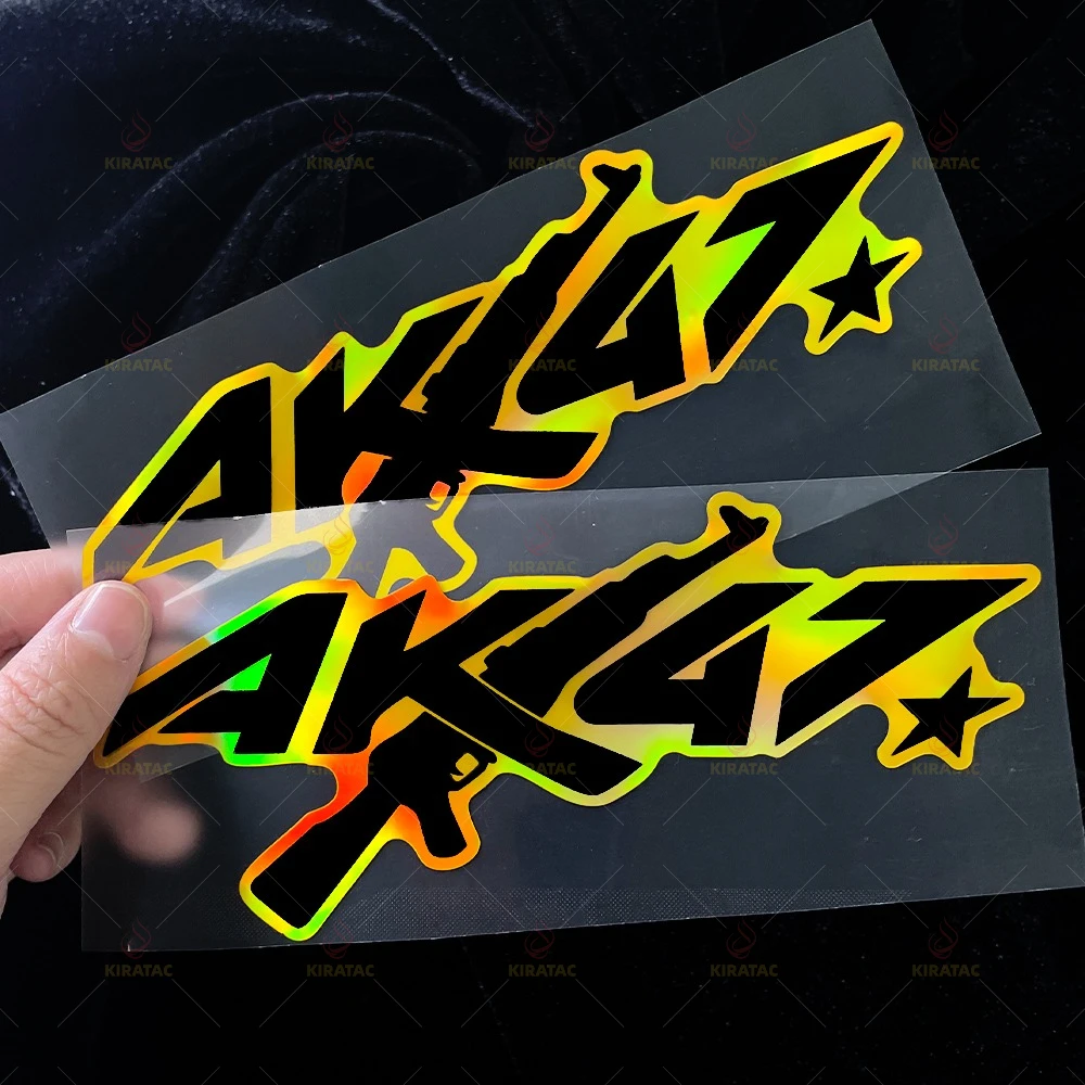 الذهب AK47 ملصقات للدراجات النارية لخوذات الدراجات النارية Fairings Tailbox نوافذ السيارات الدراجات البخارية العالمي مقاوم للماء شارات الفينيل