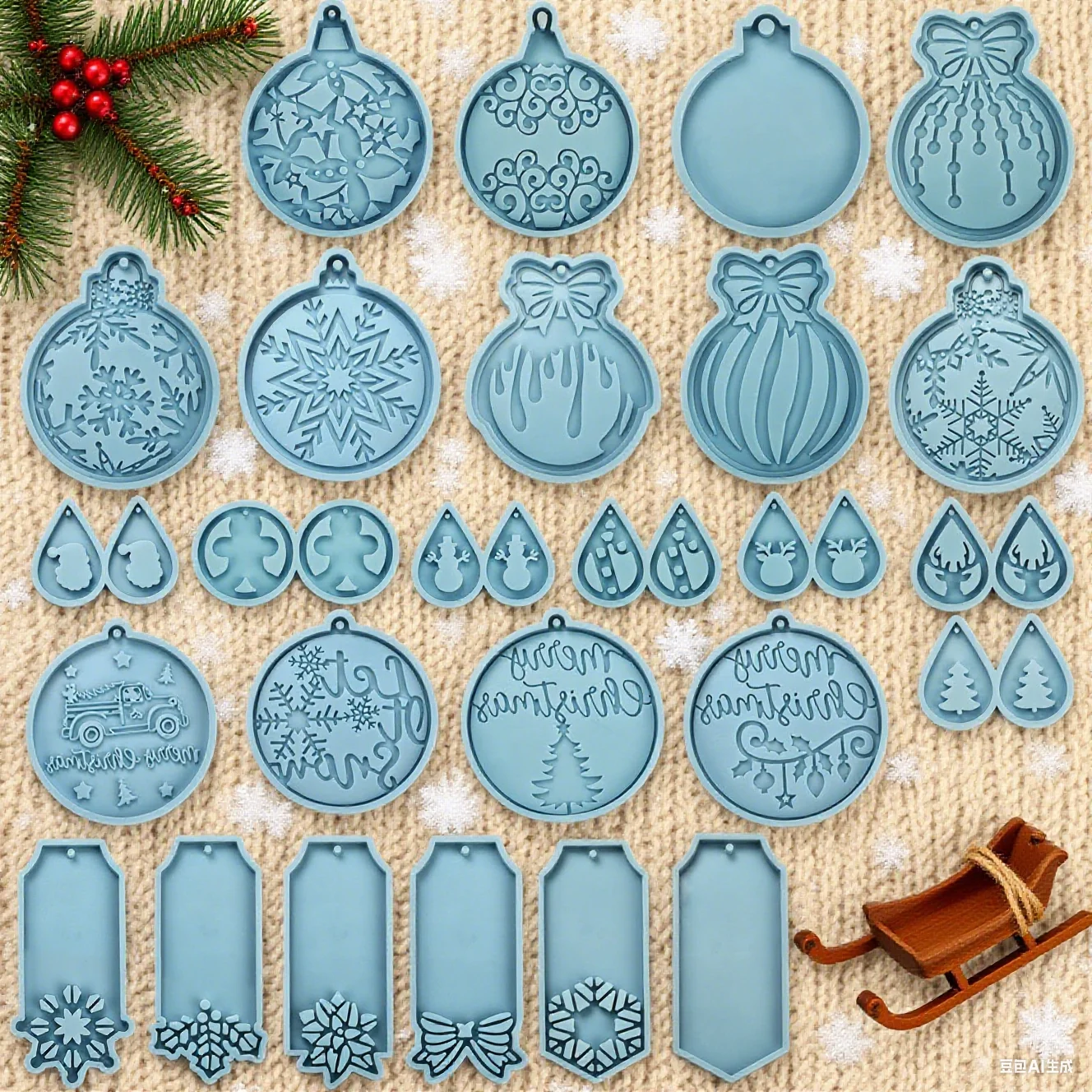 المعلقات عيد الميلاد قوالب السيليكون الكرة قطرة الماء شكل المفاتيح DIY بها بنفسك راتينج السليكون الايبوكسي قالب صنع المجوهرات قوالب قلادة