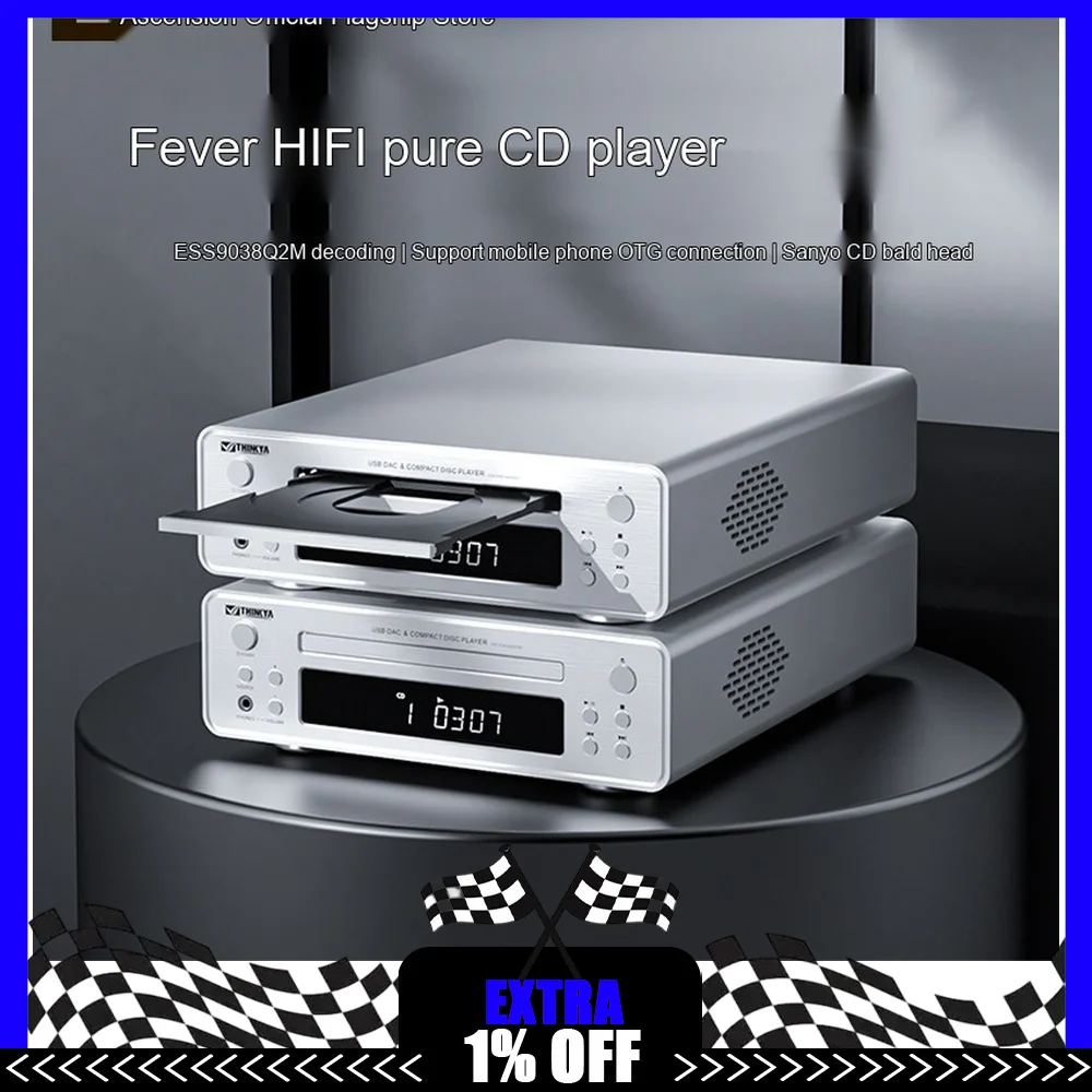 THINKYA DVR-108 Hi-Fi CD Player Lossless Home Audio Disc Player with Balanced Output Headphone Amplifier for Stereo System