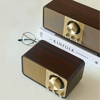 JY-82/66 Portable Retro FM Radios Wooden Wireless Hi-fi Stereo Blue Tooth Speakers Support TF Card/U Disk/Aux Playback Mode
