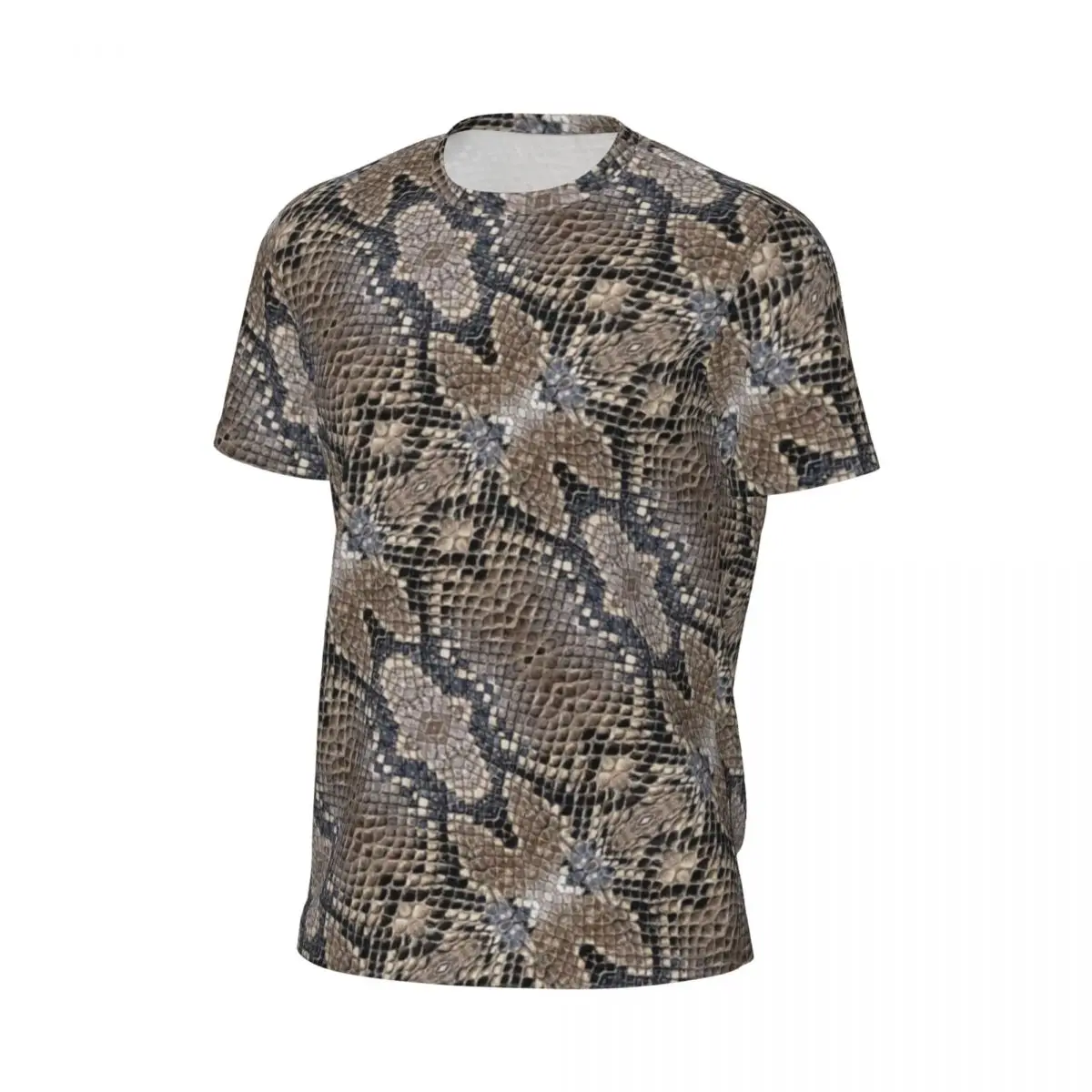 Snakeskin T-Shirt Men Greys and Silvers Streetwear Sports T-Shirts Quick Dry Summer Harajuku Tees Design Oversized Tops