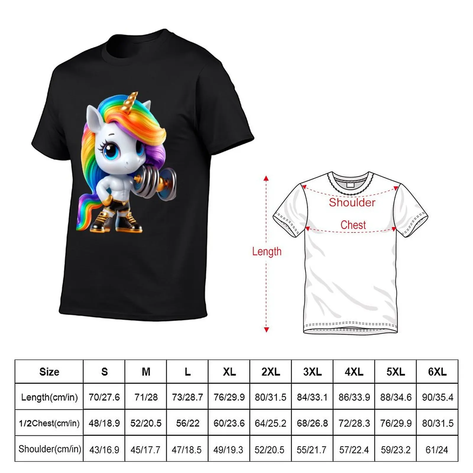 Cute Strong or Muscular Rainbow Unicorn with dumbbell in hand No. 10 T-shirt boys whites quick drying men clothings