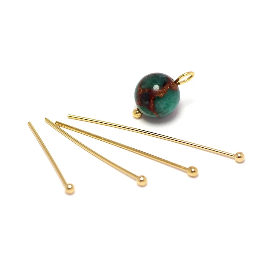 50pcs Ball Pins Bead Pins Connector,Gold Color Plated Brass,DIY Jewelry Making Earrings Findings Accessories 20mm 25mm 30mm 35mm