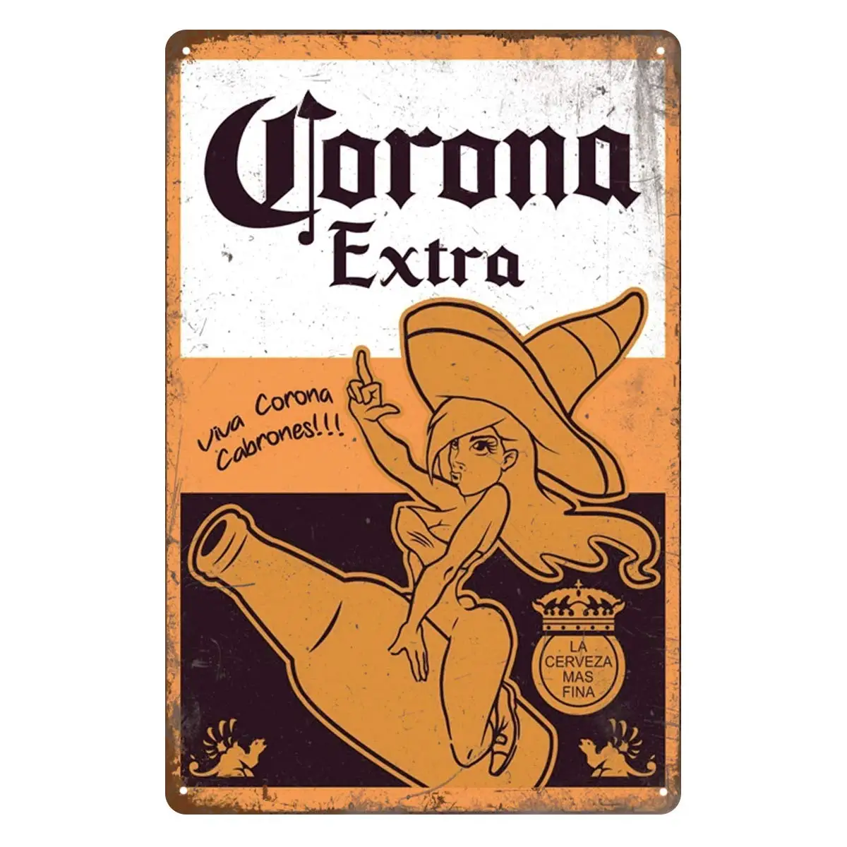 Reproduction Nostalgic Vintage Style Tin Sign, Wall Decor for Kitchen Bar Diner, 8 By 12 Inches (Corona)