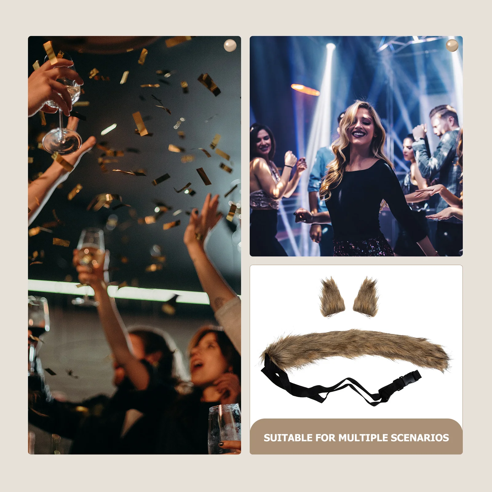 

Fox Tail Dress Furry Ears Costume Adorable Animal Decorative Wear Resistant Props Suitable Parties Shooting Family Gatherings
