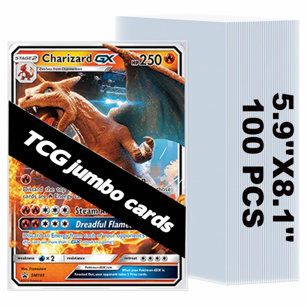 Pochettes transparentes pour cartes Jumbo, 15x20.5cm, surdimensionnées, pour grandes cartes de jeu Pokemon, porte-cartes photo, 50 à 250 pièces