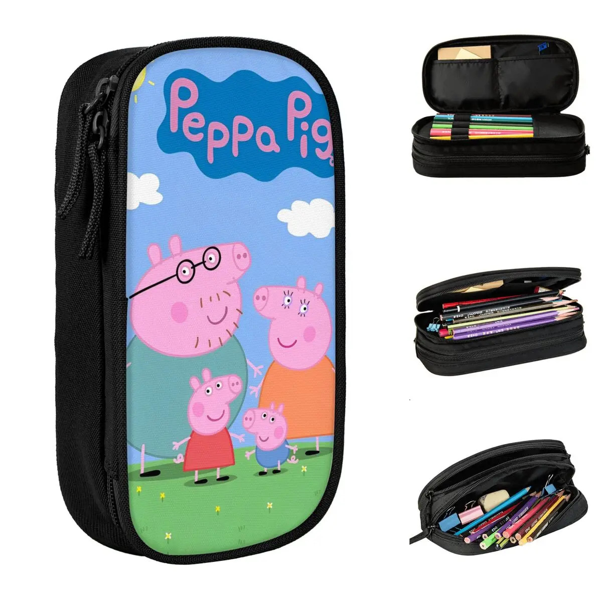 Lovely Peppaed Pig Cartoon Cute Pencil Case George Family Pencilcases Pen Girls Boys Big Capacity Bags Office Zipper Stationery