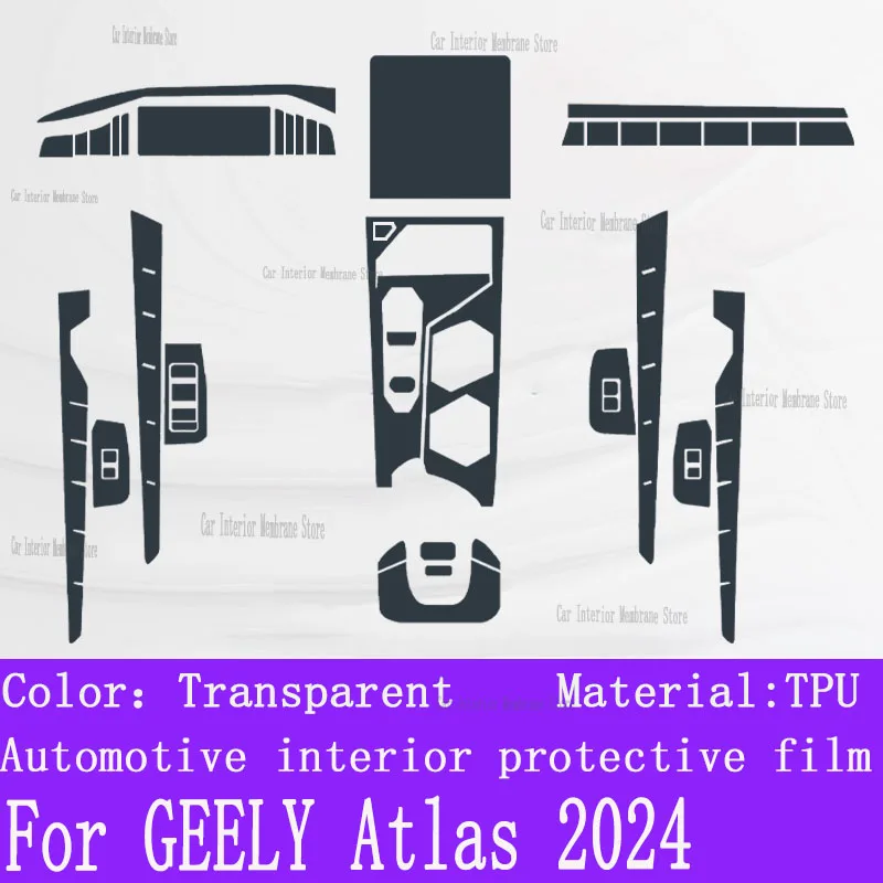 For GEELY Atlas 2024 Gearbox Panel Navigation Screen Automotive Interior TPU Protective Film Cover Anti-Scratch