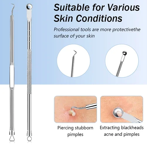 여드름 바늘 블랙헤드 클립 리무버, 모공 추출 블랙헤드 클리너, 페이스 스킨 케어 클렌징 니들, 스킨 케어 키트, 11 개/세트 