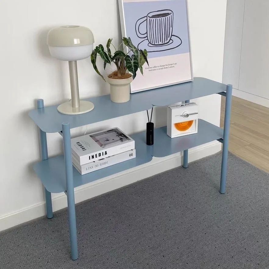 Nordic double-layer bedroom shelf design storage living room modern simple small apartment home side display
