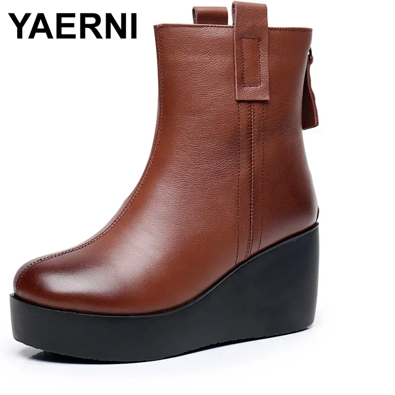 Big Size 42 Brand Design Ladies Wedges High Heels Ankle Boots Fashion Zip Goth Platform women\'s Boots Party Punk Shoes Woman