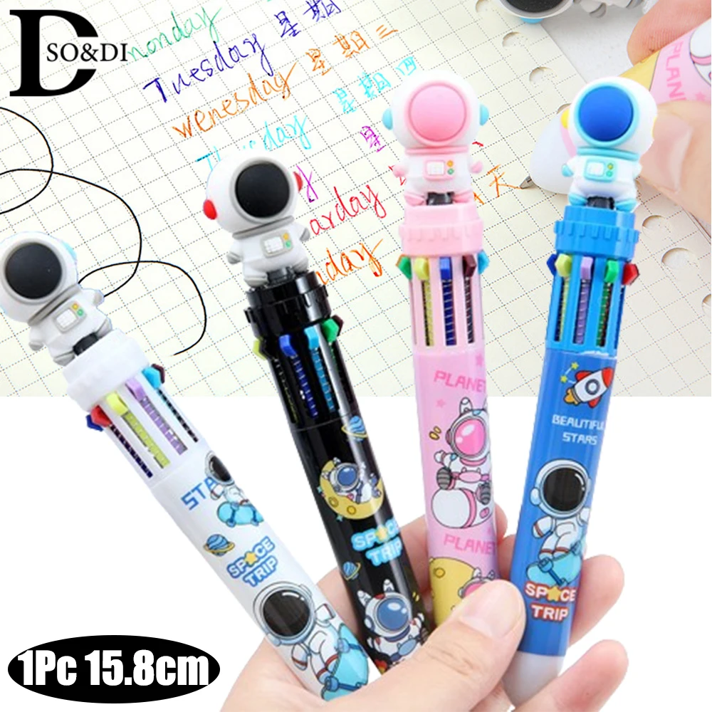 Random 1Pcs Ballpoint Astronaut Pen Kawaii Cartoon Press-type Color Pen School Stationery Office Writing Supplies Gift Prizes