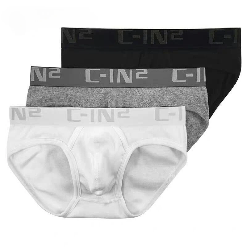 Cotton Bulge Briefs for Men Low Waist Briefs with Hanging Ring Sexy U Convex Pouch Lifting Hip Underwear Comforrt Sports Panties