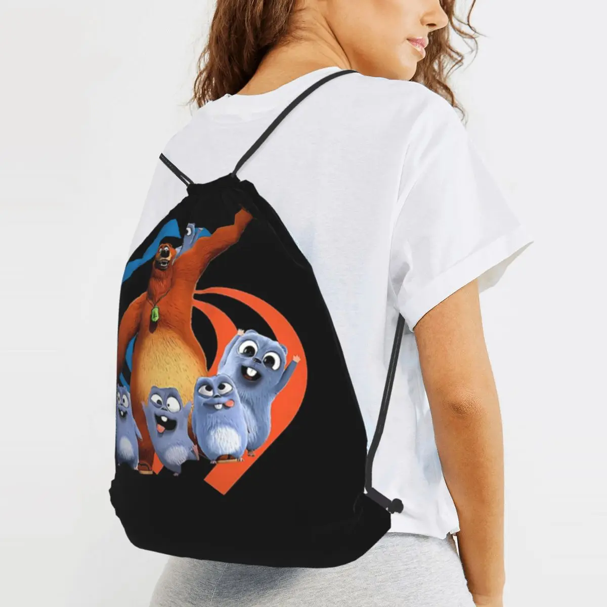 Bear And Lemmings, Toddler Crew Neck Backpacks Multi-function Drawstring Bags Sports Bag Book Bags for Man Woman Students
