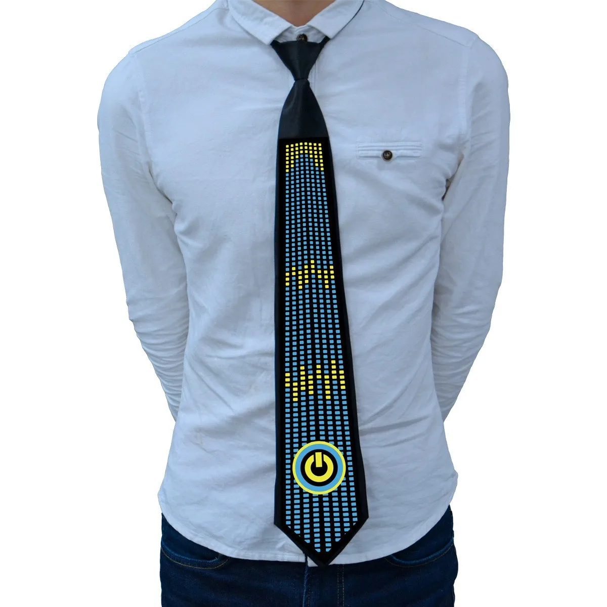 Sound Activated EL Panel LED Neon Tie Flashing Luminous Necktie Halloween Christmas Party Concert Costume Accessories