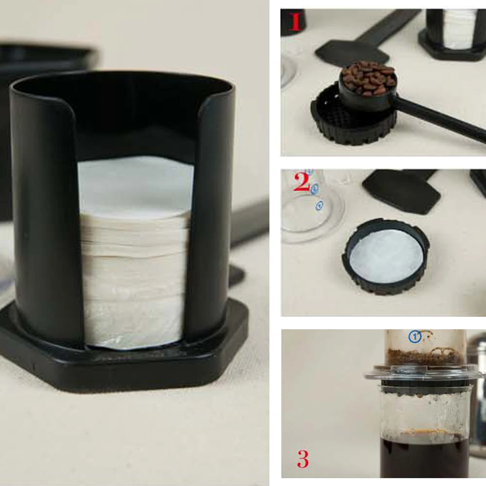 Carta da filtro per caffè 350 pezzi compatibile con Aeropress, Micro filtri in carta 64mm