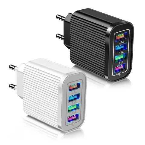 QC USB 전화 충전기 AC DC 소스 220V ~ 5V 3A USB 4 포트 충전기 전원 어댑터 아이폰에 대한 빠른 충전 삼성 화웨이 Xiaomi