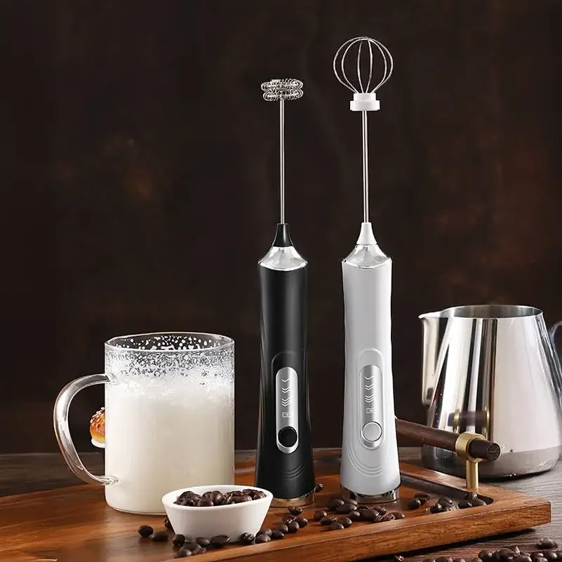 Electric Milk Frother Foamer + Egg Beater Wireless Type-C Charging 3 Speeds Mini Handheld Foam Maker Coffee Whisk Cooking Tools