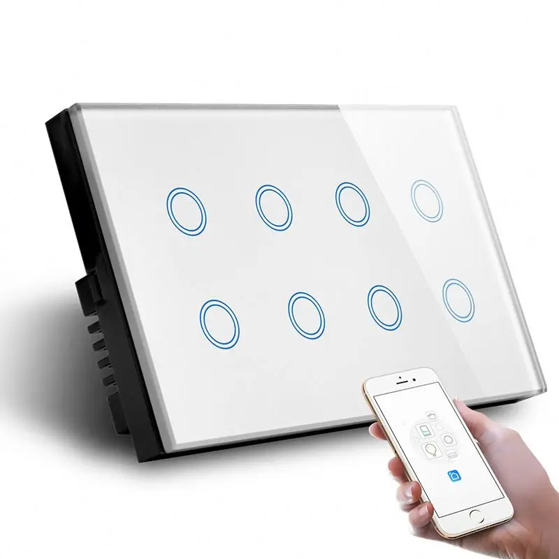 

147*86mm WIFI 8Gang Touch Wall Switch Smart Life TUYA Control Compatible with Alexa and Google Home 8Gang Switch