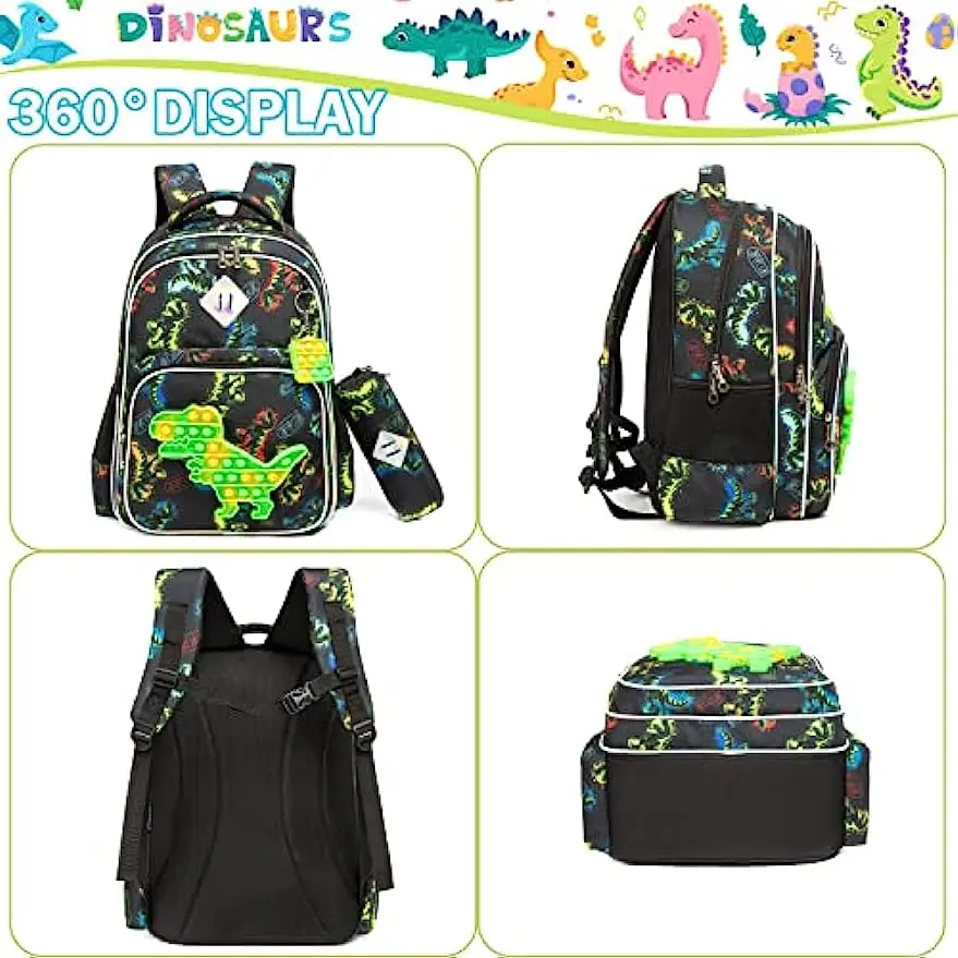 Jungen Dinosaurier Rucksack für Grundschule Kindergarten Schult asche mit Lunchbox Set Kinder Rucksack Set für Jungen Kawaii Rucksack