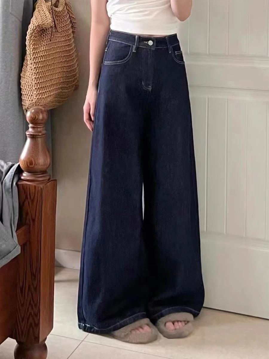 

plus Size American Sle High Waist Wide Leg Straight Cut Jeans Women Loose Fit Spring Autumn Slimming Trousers