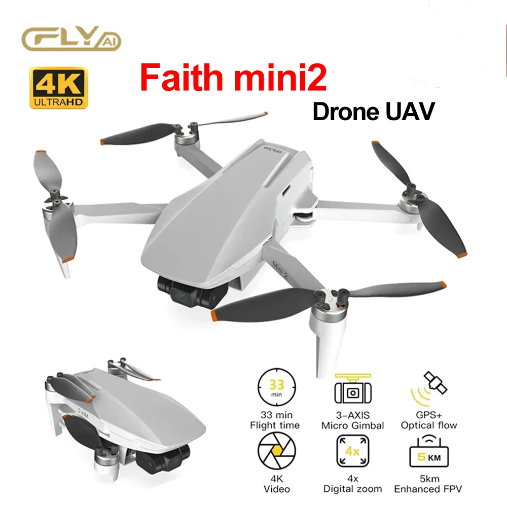 CFLY Faith MINI 2 Drone UAV 3-Axis Gimbal Camera 4K Video Camera 28 Mins Flight Time 5KM GPS 3km Video Transmission Light Drones