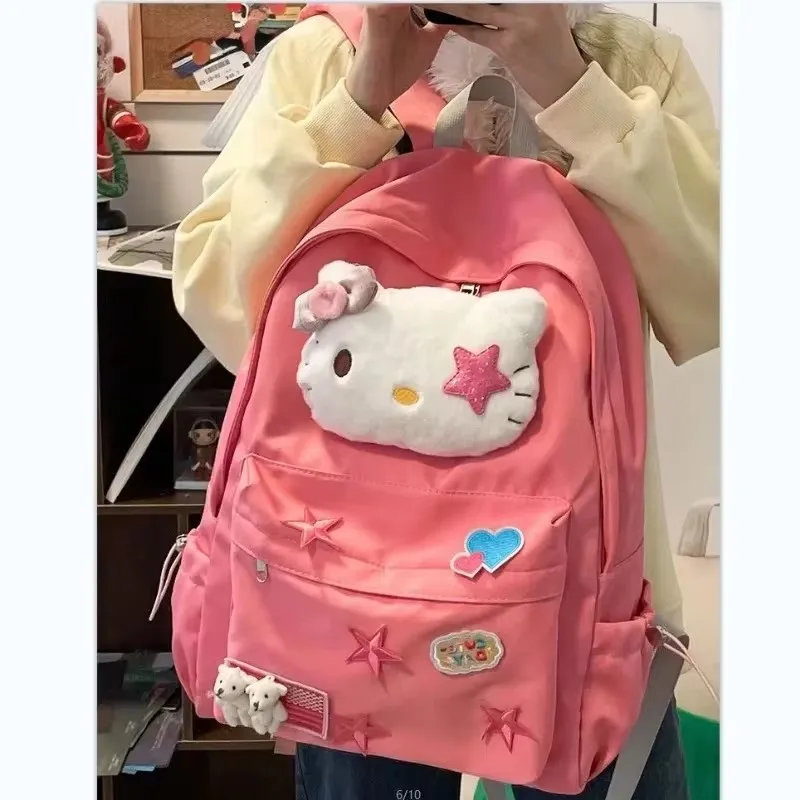 2024 hellokitty backpack cute cartoon cartoon children\'s fun kitty cat jk backpack student bag star spice bag campus