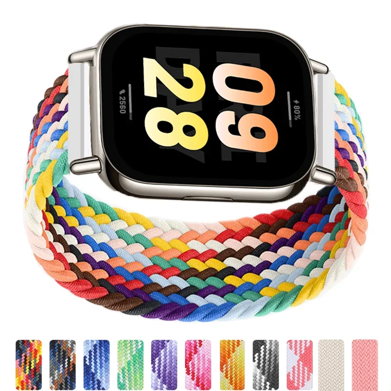 Braided Solo Loop Strap For Redmi Watch 5 lite Nylon Band For Xiaomi Redmi Watch 5 Active Wristband Elastic Weave 22mm Bracelet