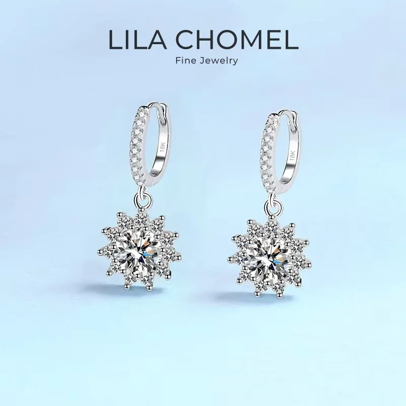 

Women Birthday Gift 18K White Gold Drop Earrings 0.5/1CT Moissanite Diamond Girl Valentine's Day PT950 Platinum Wedding Jewelry