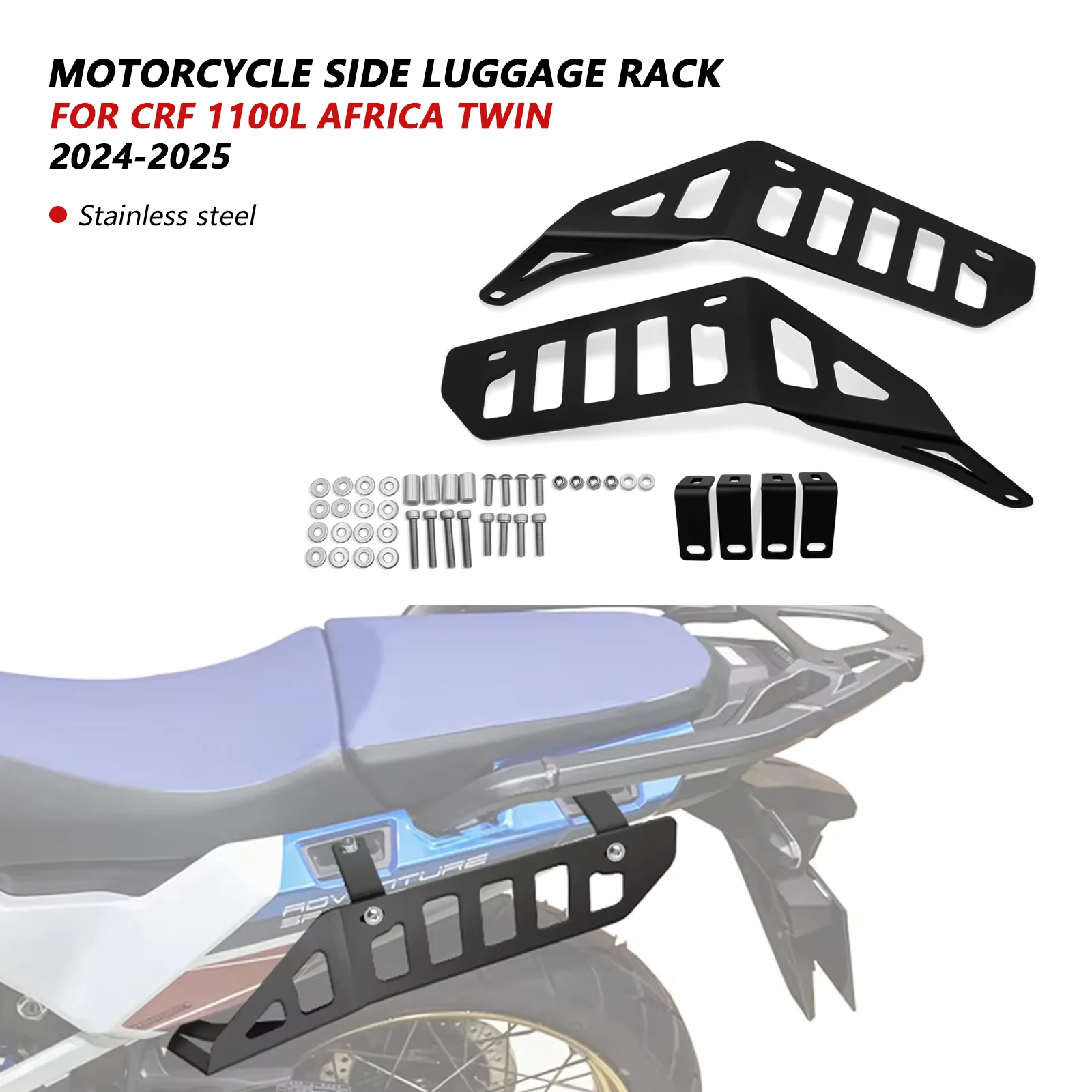 

For Honda CRF 1100L Africa Twin 2024-2025 Motorcycle Saddlebag Support Bar Mount Bracket Side Luggage Racks Pannier Racks