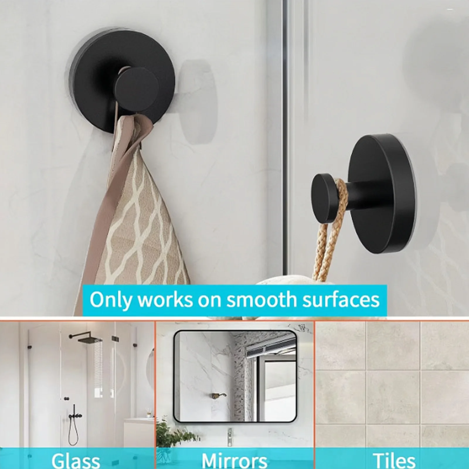 5-Pack/8-Pack/12-Pack Suction Cup Hooks, No-Drill Wall-Mounted Bathroom Towel Hooks, Multi-Purpose Hooks for Behind Doors, Bathroom, Living Room, Bedroom Auxiliary Hooks