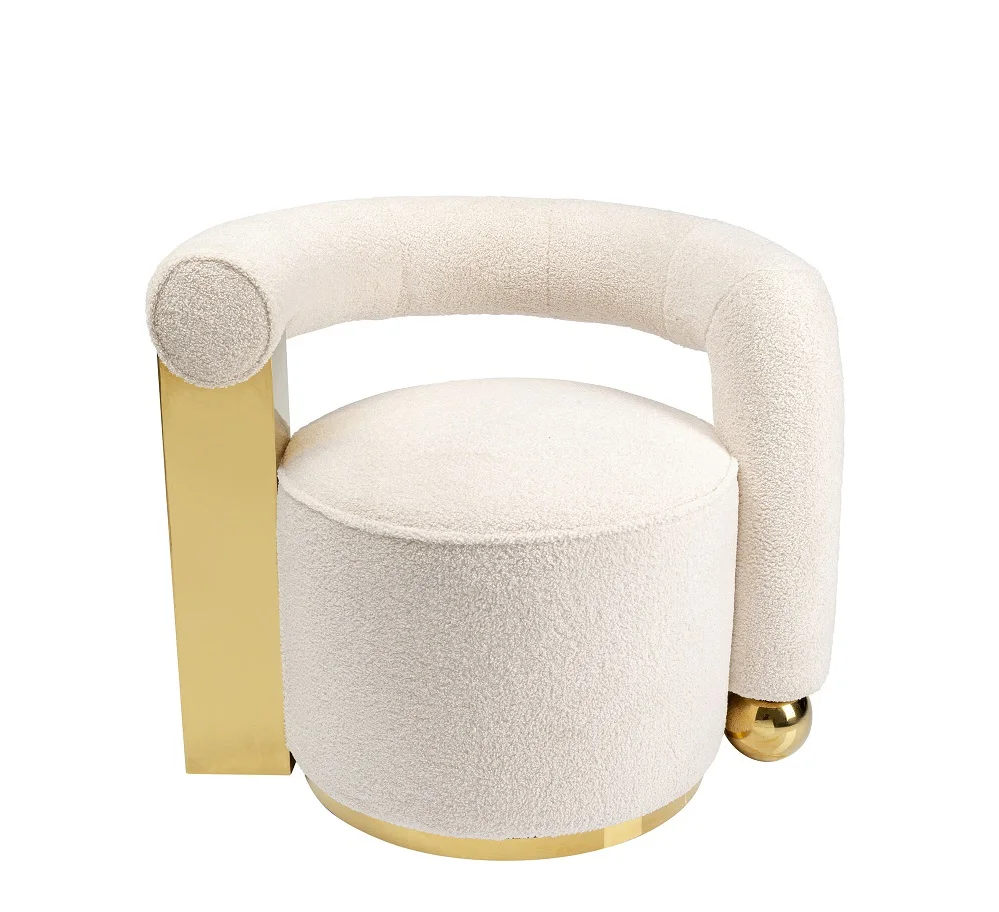 Newest Luxury Living Room Accent Chair Gold Stainless Steel Leisure Velvet Single Sofa Chair for Home Hotel