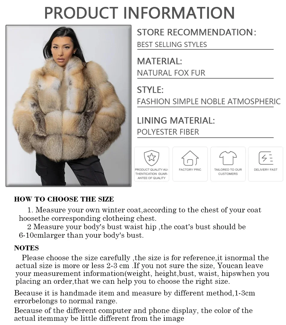 Women\'s Fur Coat Winter Jacket Natural Fox Fur Coat Natural Fur Jackets High Quality Luxury Warm Real Fur Coats