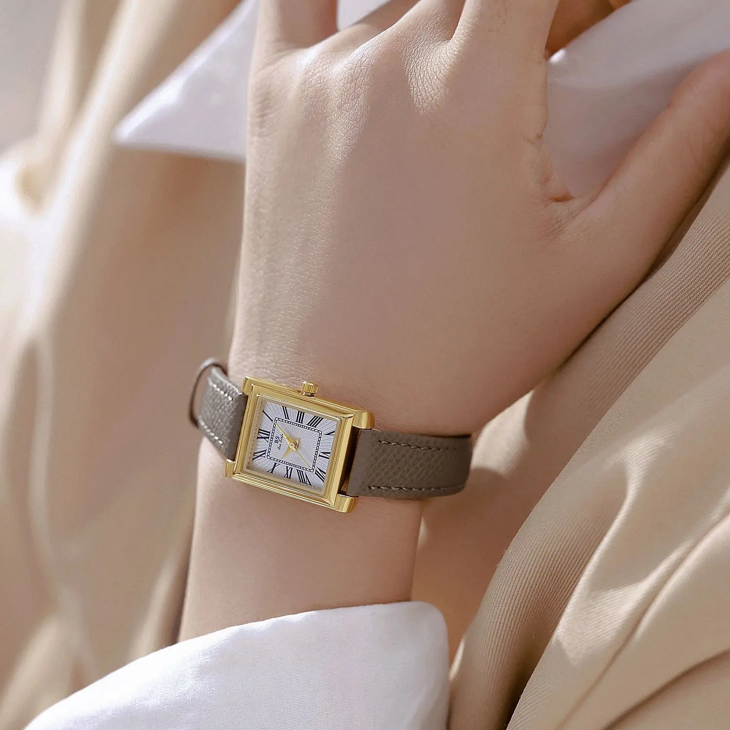 Elegant women's watch, premium elephant gray minimalist style, classic black sophisticated women's accessory, women's gift.