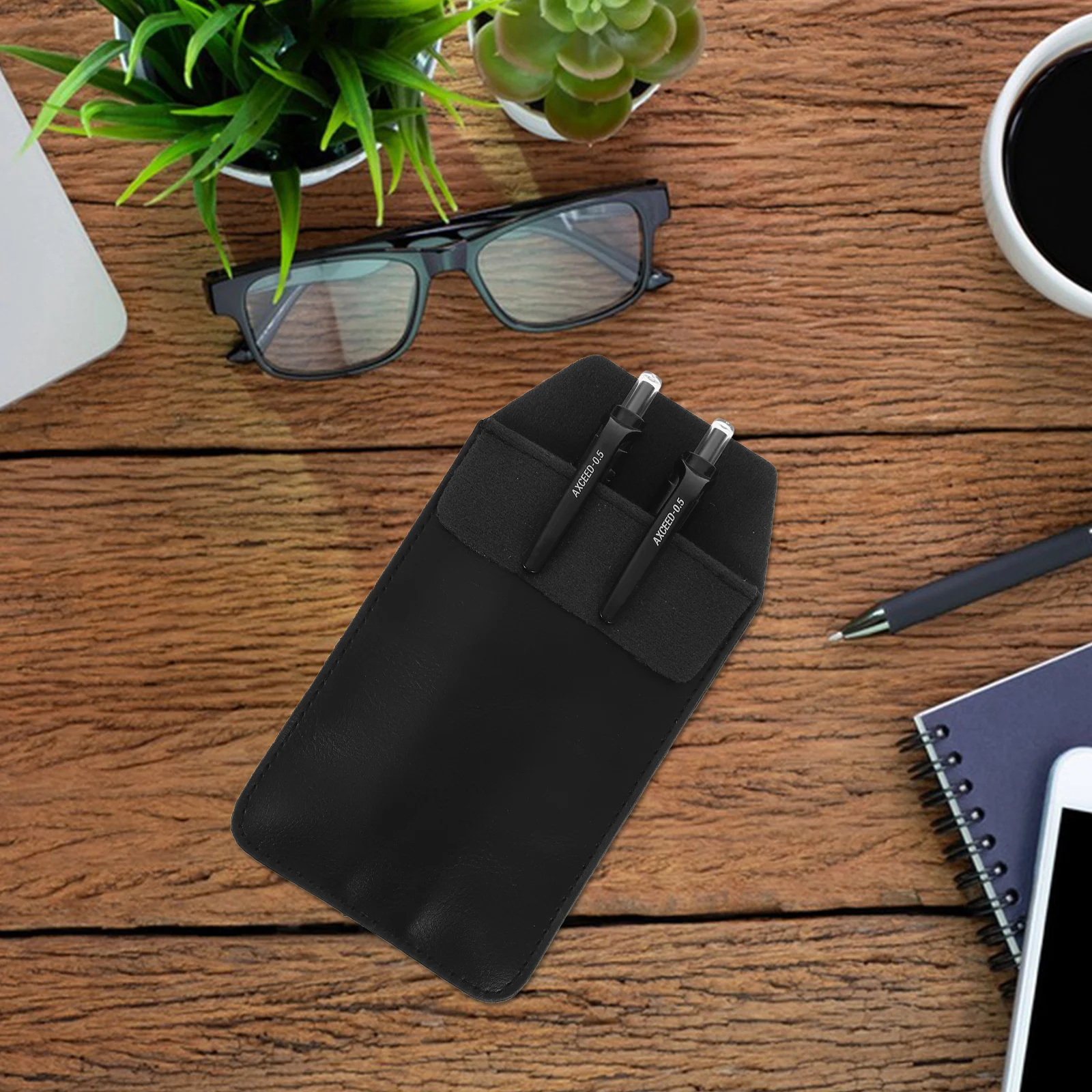 

3pcs Pocket Case PU Pen Nurse Protector Reusable Pen Bag ganizer Small Pencil Pockets Brown