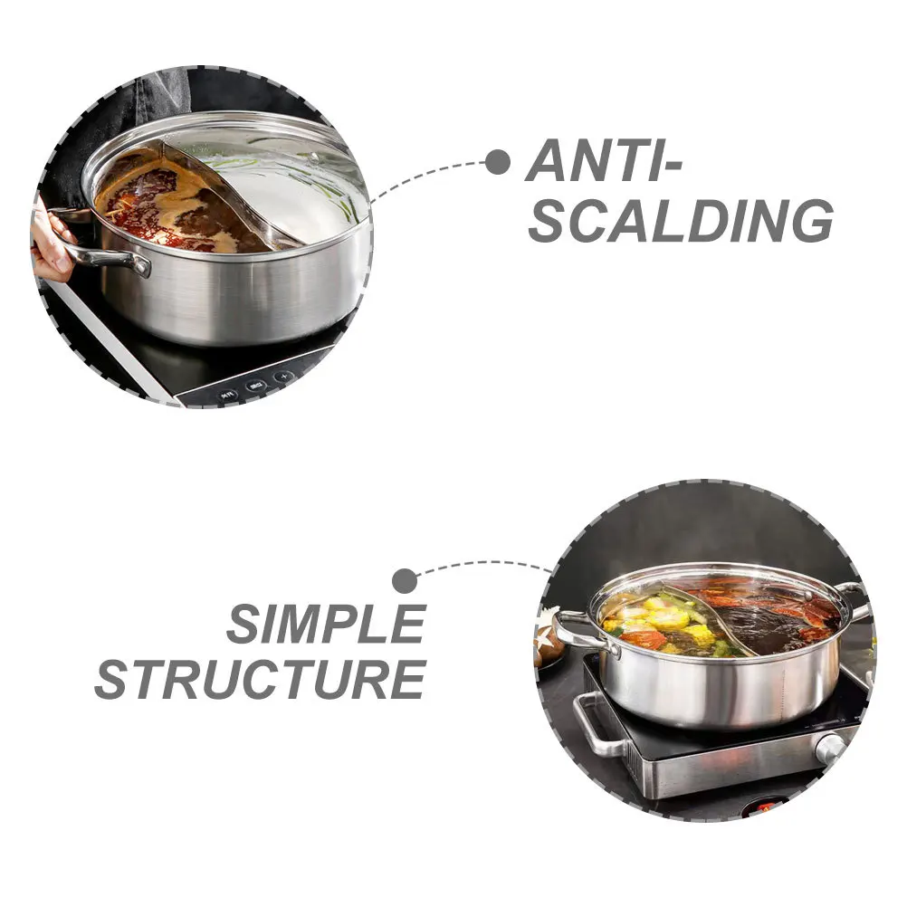 

Stainless Steel Hot Double Handle Thickened Household Large Capacity Metal Cooking Pan Hammer Pattern Kitchen Ware Restaurant