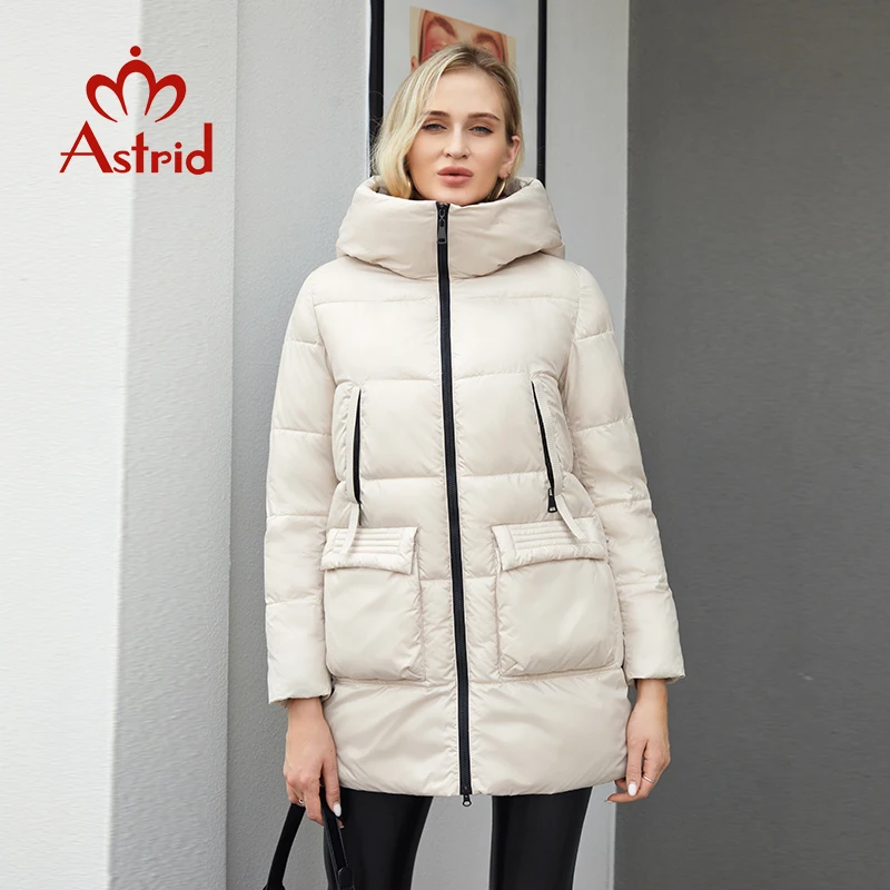 

Astrid 2022 Winter Women Outwear Parka Mid-length Coat Hooded Design Warm Windproof Parka Zipper Loose Ladies Jackets ZR-20223