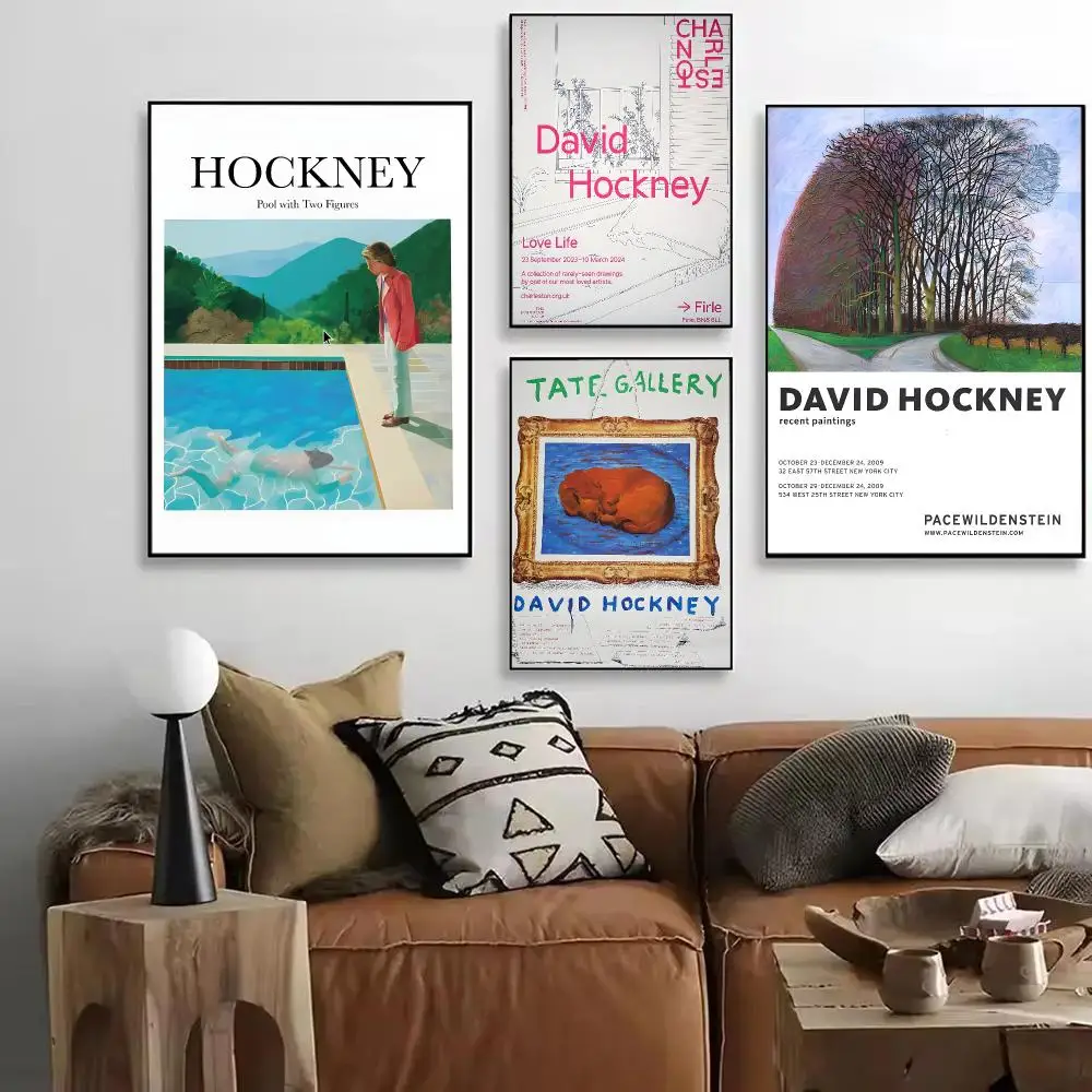 D-David Hockney British Artists Poster Art HD Art Sticky Wall Waterproof Home Living Room Bar Decoration