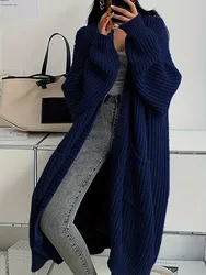 Loose Warm Knitwear Sweaters Female Outwear Autumn Winter Fashion Vintage Full Sleeve Long Cardigan Women Casual Sweater Coats