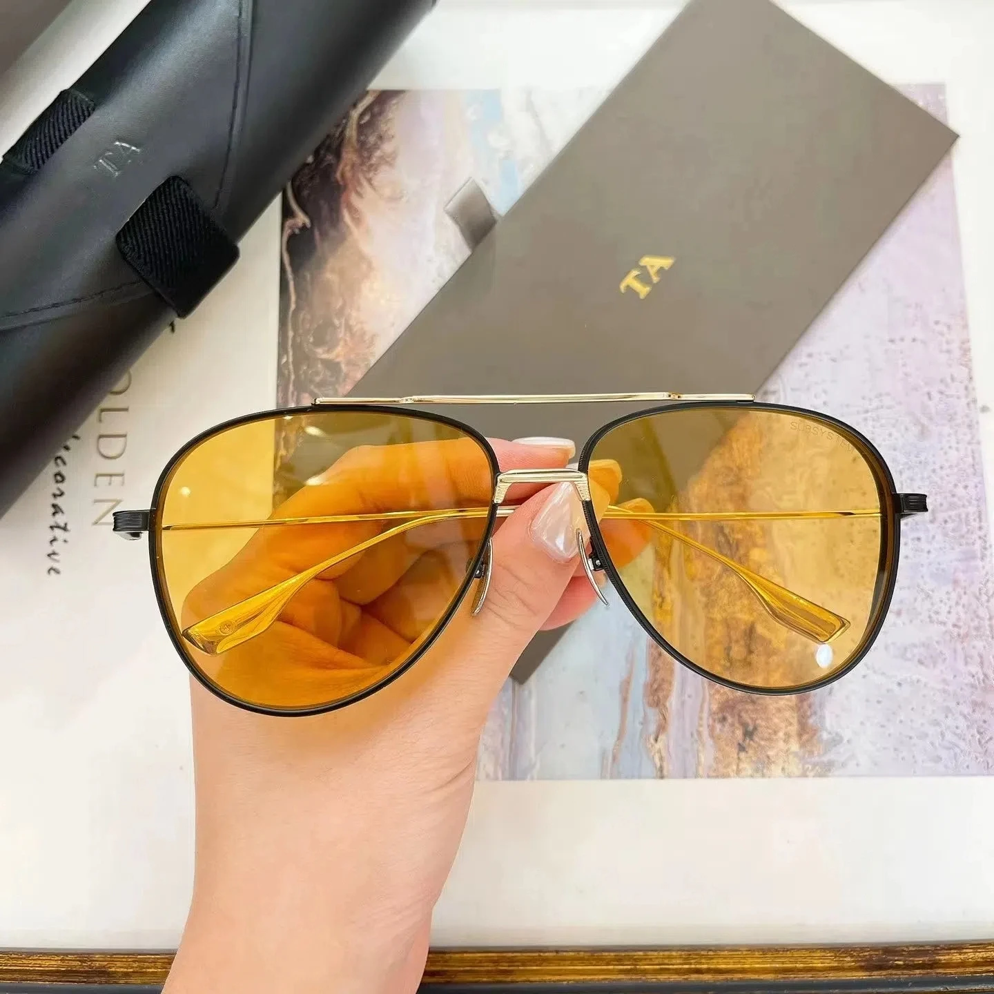 

Original Factory For DIYTA DT SUBSYSTEM DTS141 With Brand Box Premium Alloy Frame Classic Yellow Lenses Men Women Sunglasses