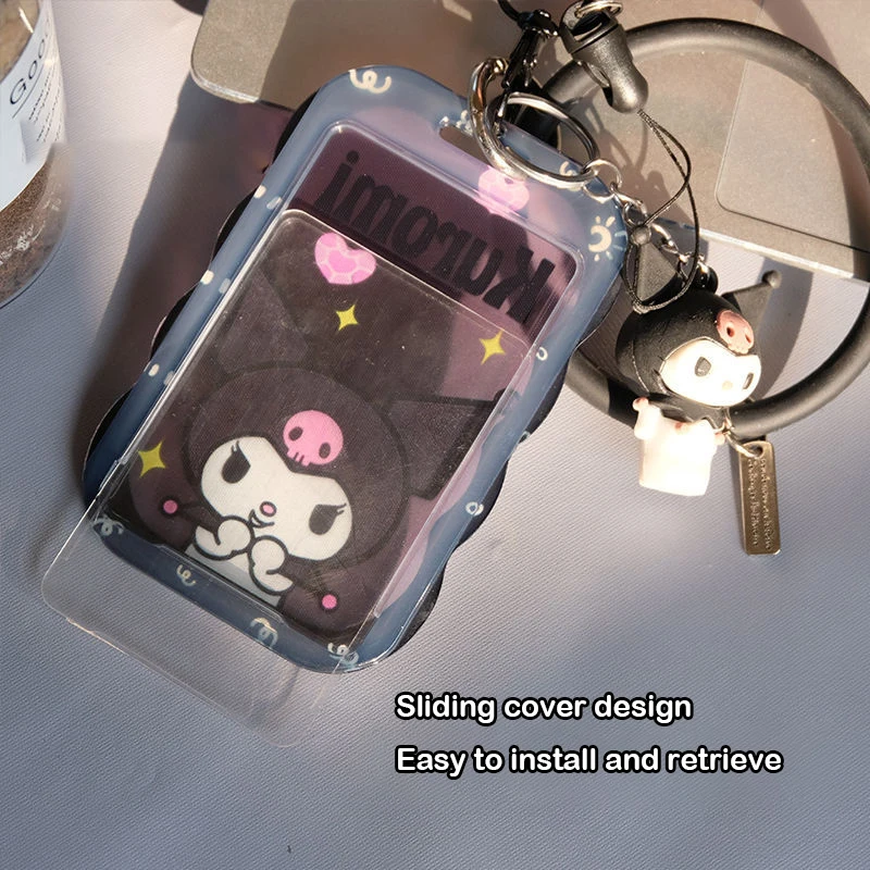 Cute Sanrio Kuromi Photo Card Holder Design Idol Photo Sleeve Keychain Photocards Protector Case Student Stationery