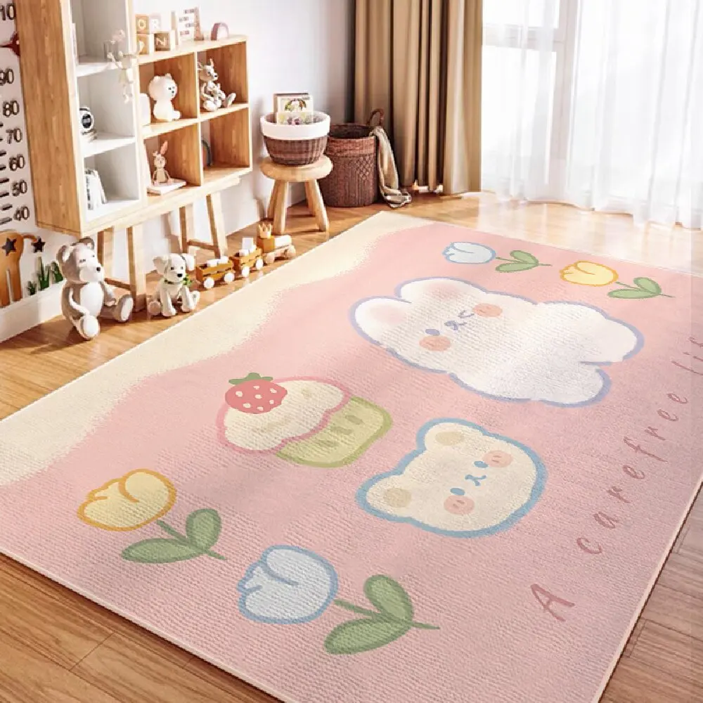 VIKAMA Loop Pile Bedroom Bedside Rug, Living Room Coffee Table, Cartoon And Cute Children's Room Reading Area Carpet, Home Decor