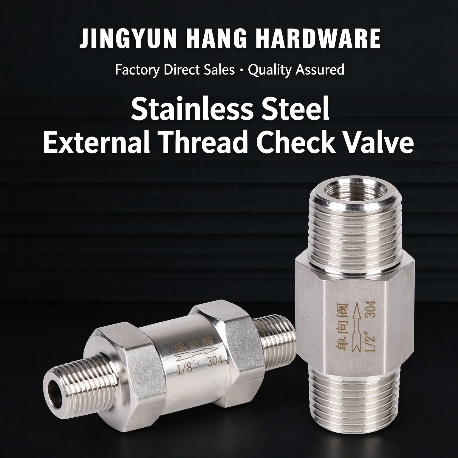 Stainless Steel 304 Water Gas Oil Check Valve 1/8' 1/4' 3/8' 1/2' 3/4' BSP Equal Male Non Return One Way