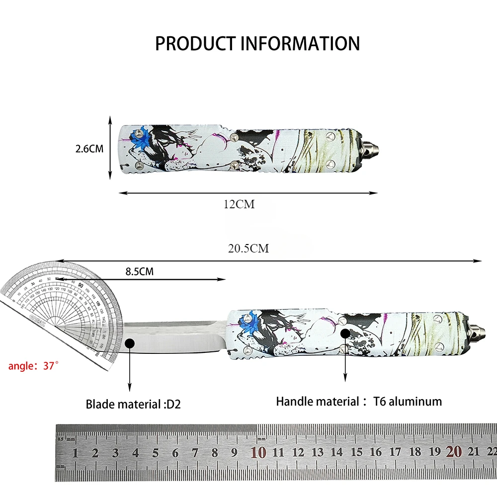 UT Geisha Hunting Pocket Folding Knife T6 Aluminum Handle D2 Steel Blade Survival Self Defense Camping Outdoor Knives EDC