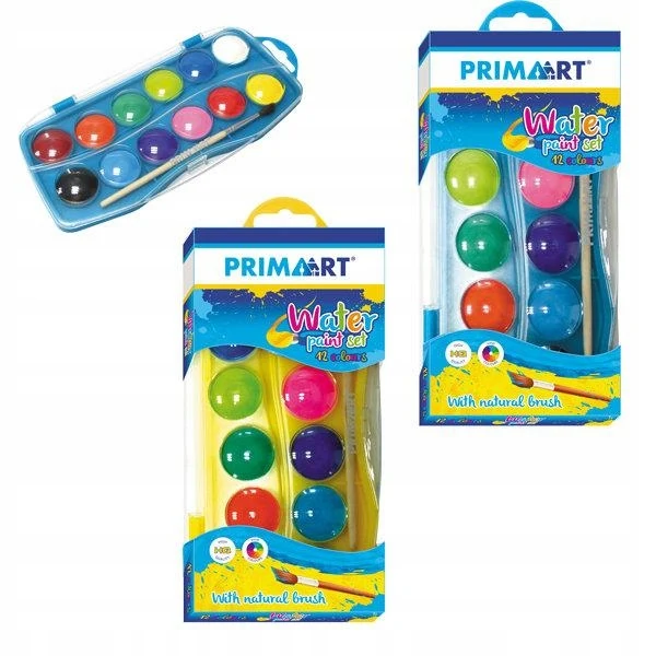 Waterverfverf met penseel 12 kleuren