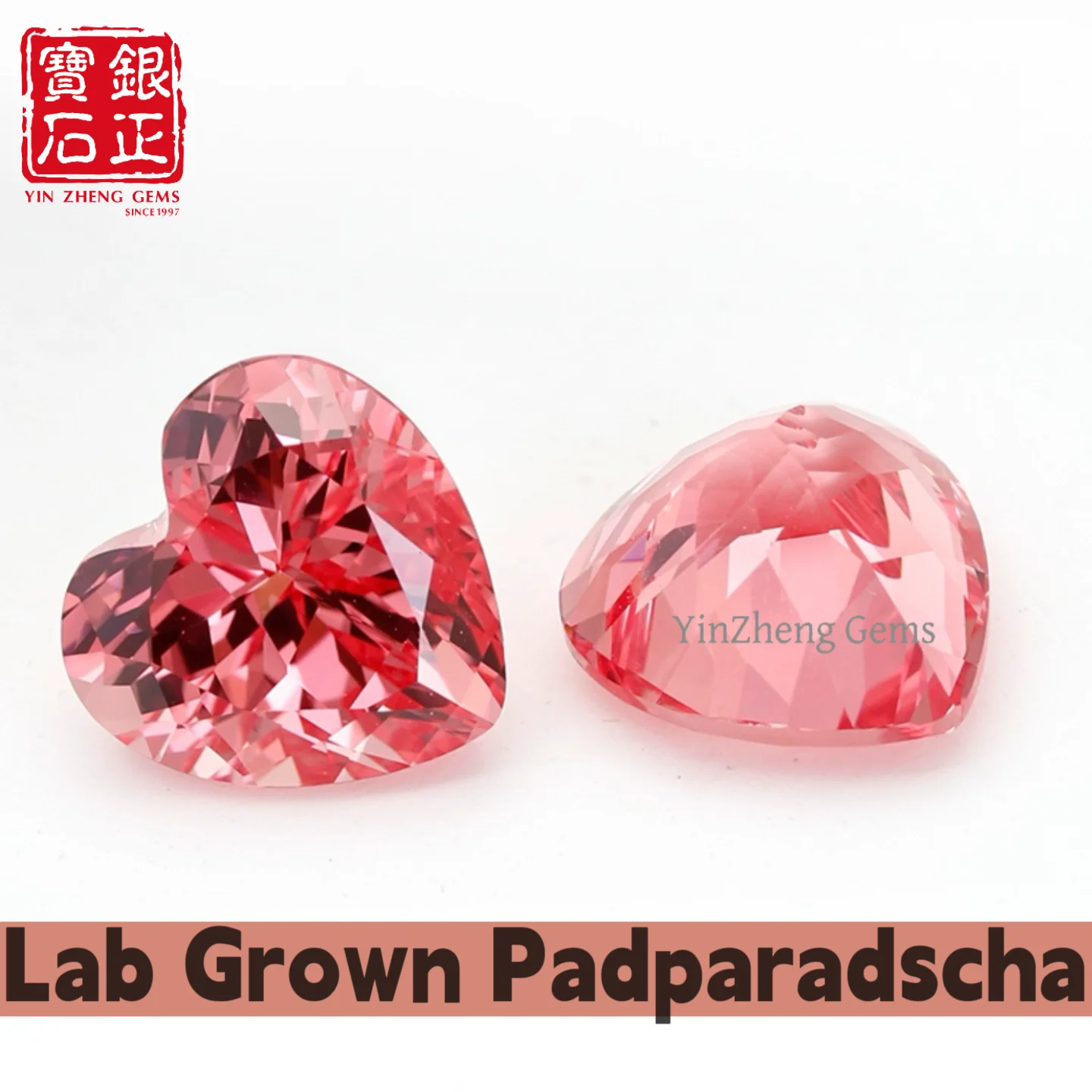 

YinZheng Heart Czochralski Lab Grown Padparadscha Sapphire Provide AGL Certificate Cultivate Padparadscha For Making Jewelry