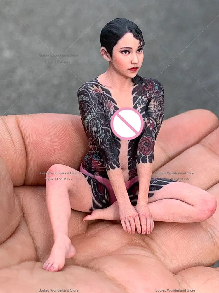 3D 1/16 1/18 Scale Female Soldier Japanese Tattooed Samurai Girl Miniature Realistic Painting Desktop Statue Decor Figure