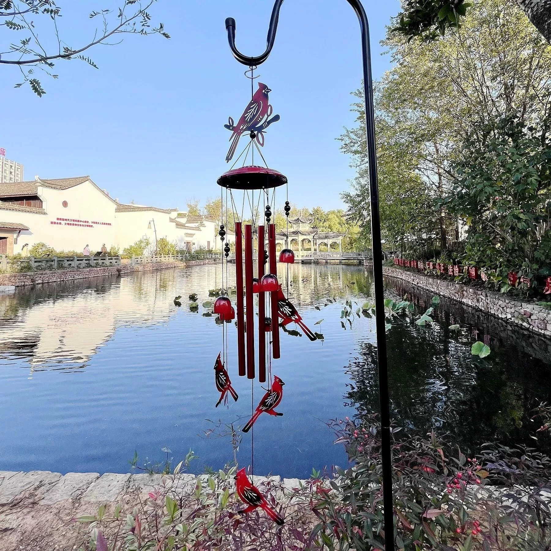 Cardinal Bird Metal Iron Art Wind Chime Home Courtyard Gift Garden Decoration Outdoor Hanging Ornament Magpie Wind Chime Hanging