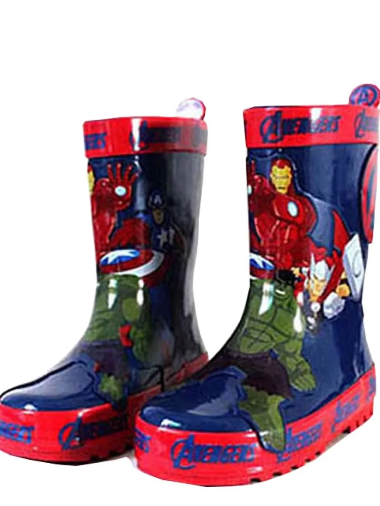 Disney cartoon kids Captain America Boots Student Rain Boots Children's  Fashion  Shoes Non-Slip Short shoes